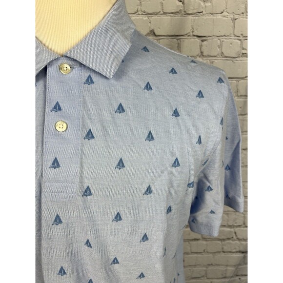 Brooks Brothers Men’s L Original Fit Polo Blue All Over Sail Boat Print Nautical - Picture 7 of 8